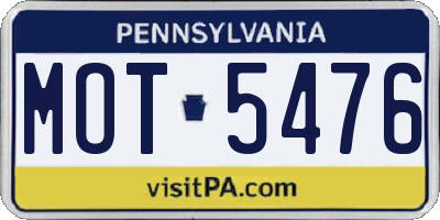 PA license plate MOT5476