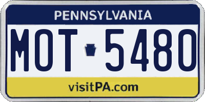 PA license plate MOT5480