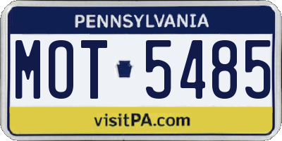 PA license plate MOT5485