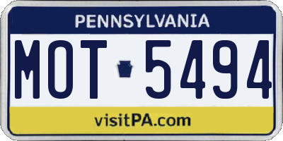 PA license plate MOT5494