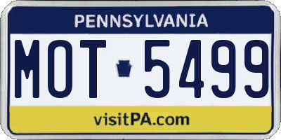 PA license plate MOT5499