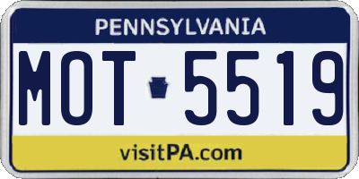 PA license plate MOT5519