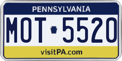 PA license plate MOT5520