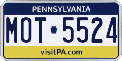 PA license plate MOT5524