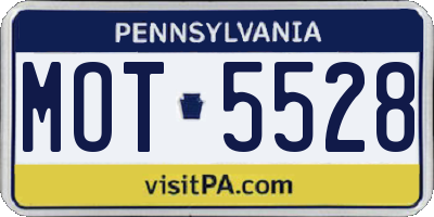 PA license plate MOT5528