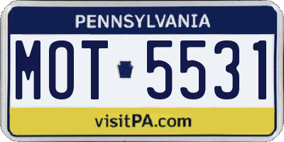 PA license plate MOT5531