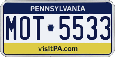 PA license plate MOT5533