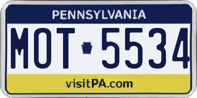 PA license plate MOT5534