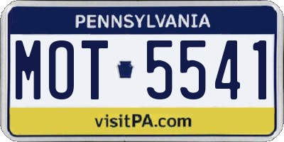 PA license plate MOT5541