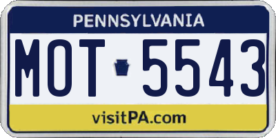 PA license plate MOT5543