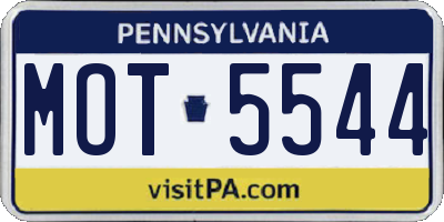 PA license plate MOT5544