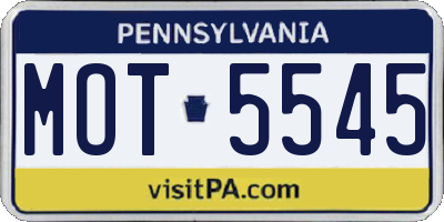 PA license plate MOT5545
