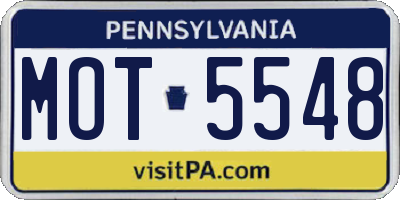 PA license plate MOT5548