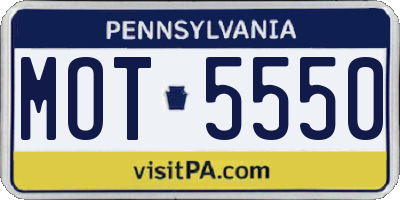 PA license plate MOT5550