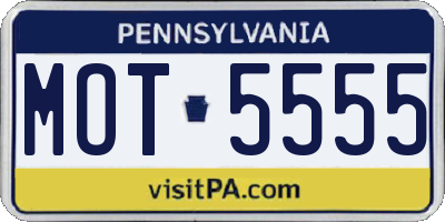 PA license plate MOT5555