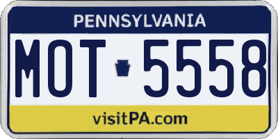 PA license plate MOT5558
