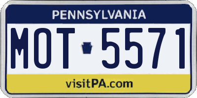 PA license plate MOT5571