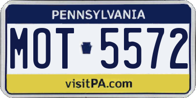 PA license plate MOT5572