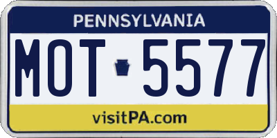 PA license plate MOT5577
