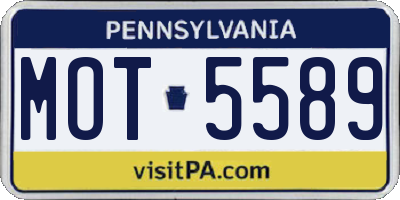 PA license plate MOT5589