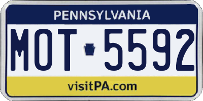 PA license plate MOT5592