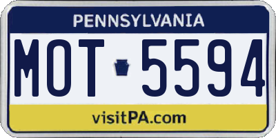 PA license plate MOT5594
