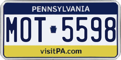 PA license plate MOT5598