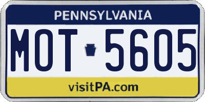 PA license plate MOT5605