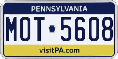 PA license plate MOT5608