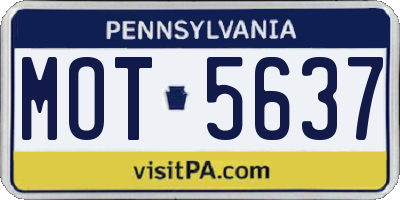 PA license plate MOT5637