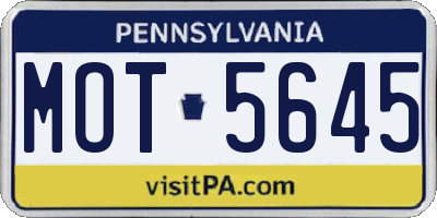 PA license plate MOT5645