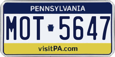 PA license plate MOT5647