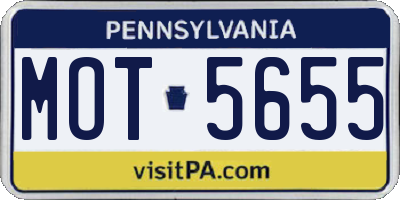 PA license plate MOT5655