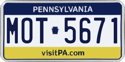 PA license plate MOT5671