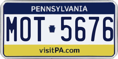 PA license plate MOT5676