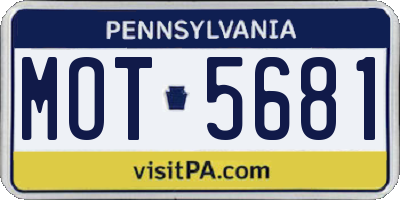 PA license plate MOT5681