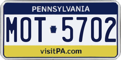 PA license plate MOT5702