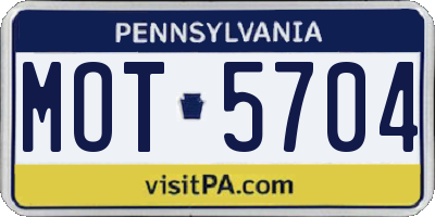 PA license plate MOT5704