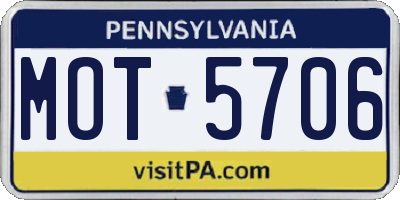 PA license plate MOT5706