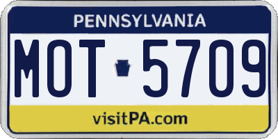 PA license plate MOT5709