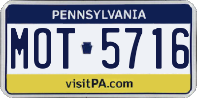 PA license plate MOT5716