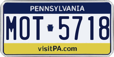 PA license plate MOT5718
