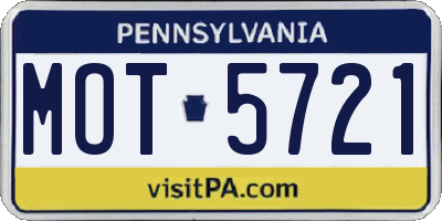 PA license plate MOT5721