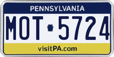PA license plate MOT5724