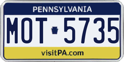 PA license plate MOT5735