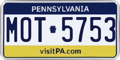 PA license plate MOT5753