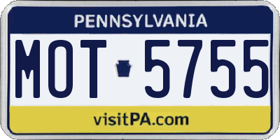 PA license plate MOT5755
