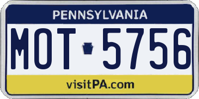 PA license plate MOT5756