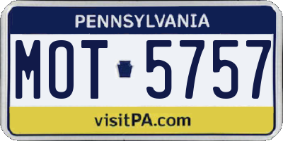 PA license plate MOT5757