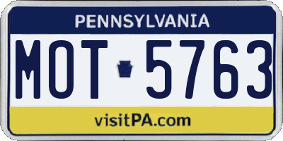 PA license plate MOT5763